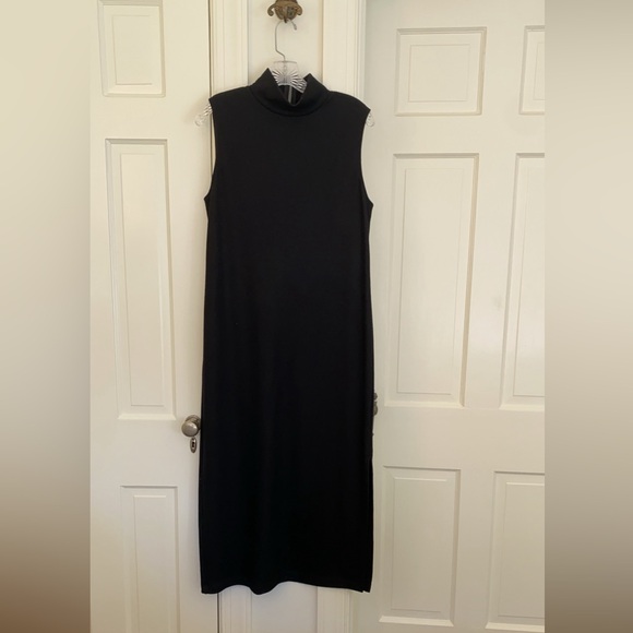 Vince black wool mock neck mockneck sleeveless midi dress size L Large - Picture 1 of 4